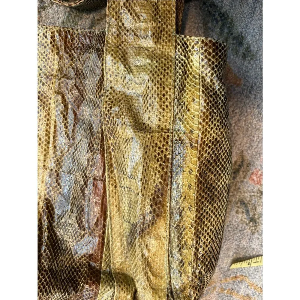 Beirn Jenna Tote Bag Genuine Watersnake Snakeskin Metallic Gold Large